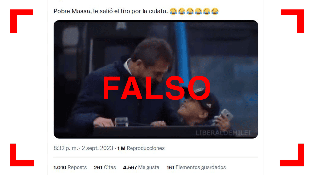 Es falso que un niño le dijo a Massa que votará por Milei en un acto en Rosario; el audio fue manipulado