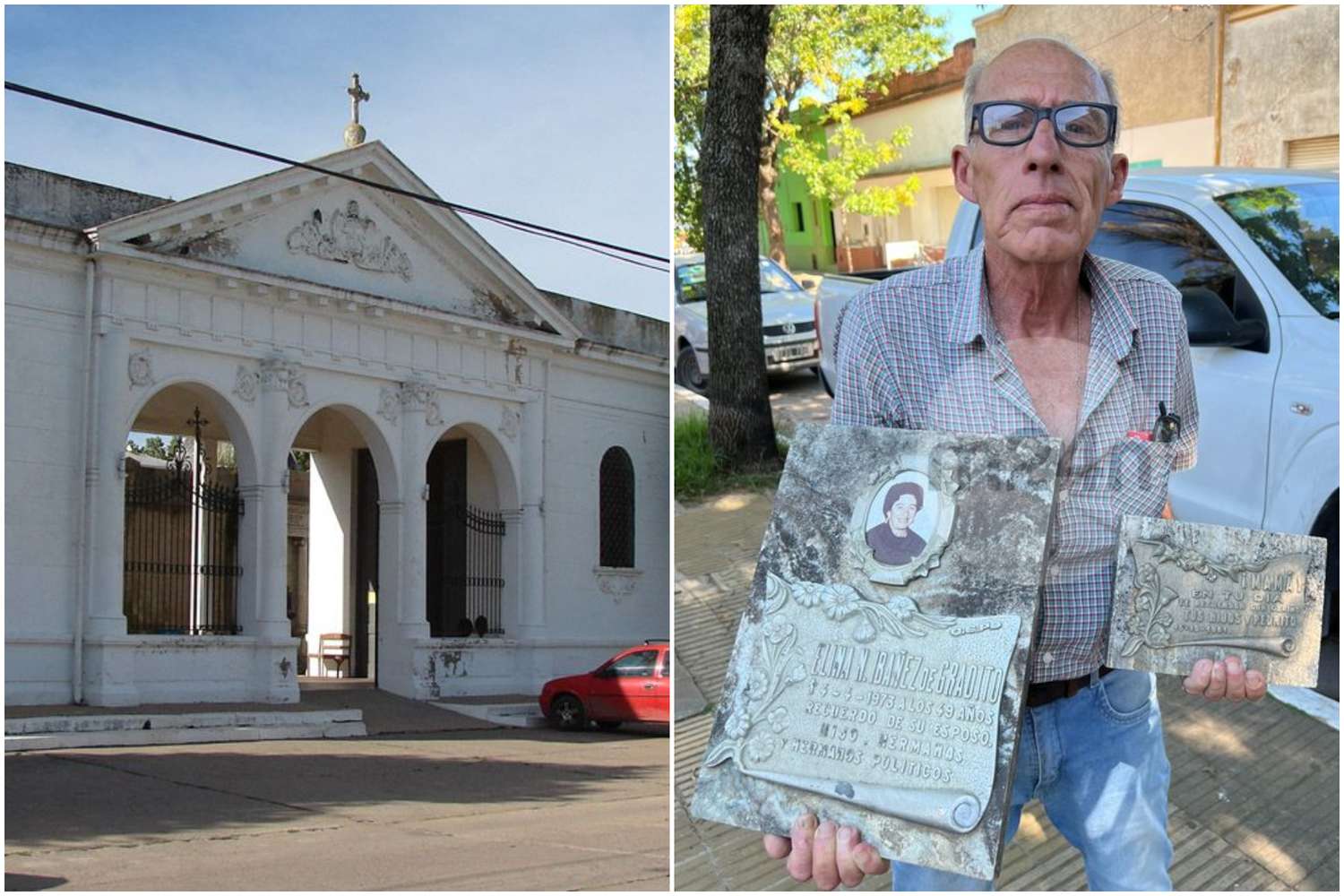 En el cementerio de Monte: Le robaron 8 placas de sus familiares fallecidos y decidió retirar todas las que quedaban
