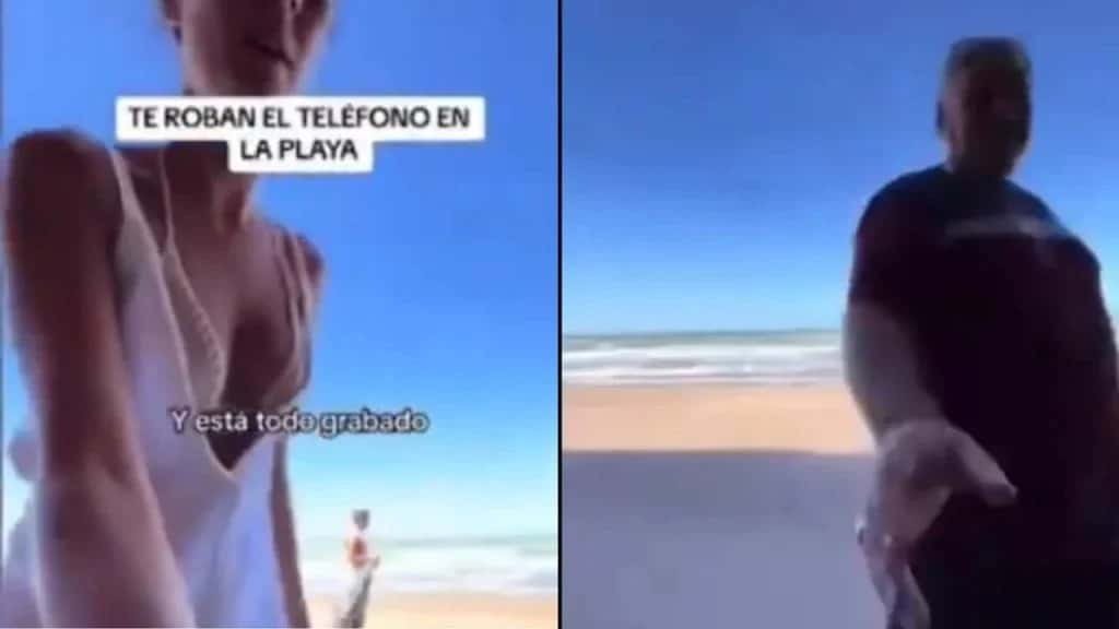 Estaban grabando un video en una playa de Mar del Plata y les robaron el celular: El atraco quedó filmado