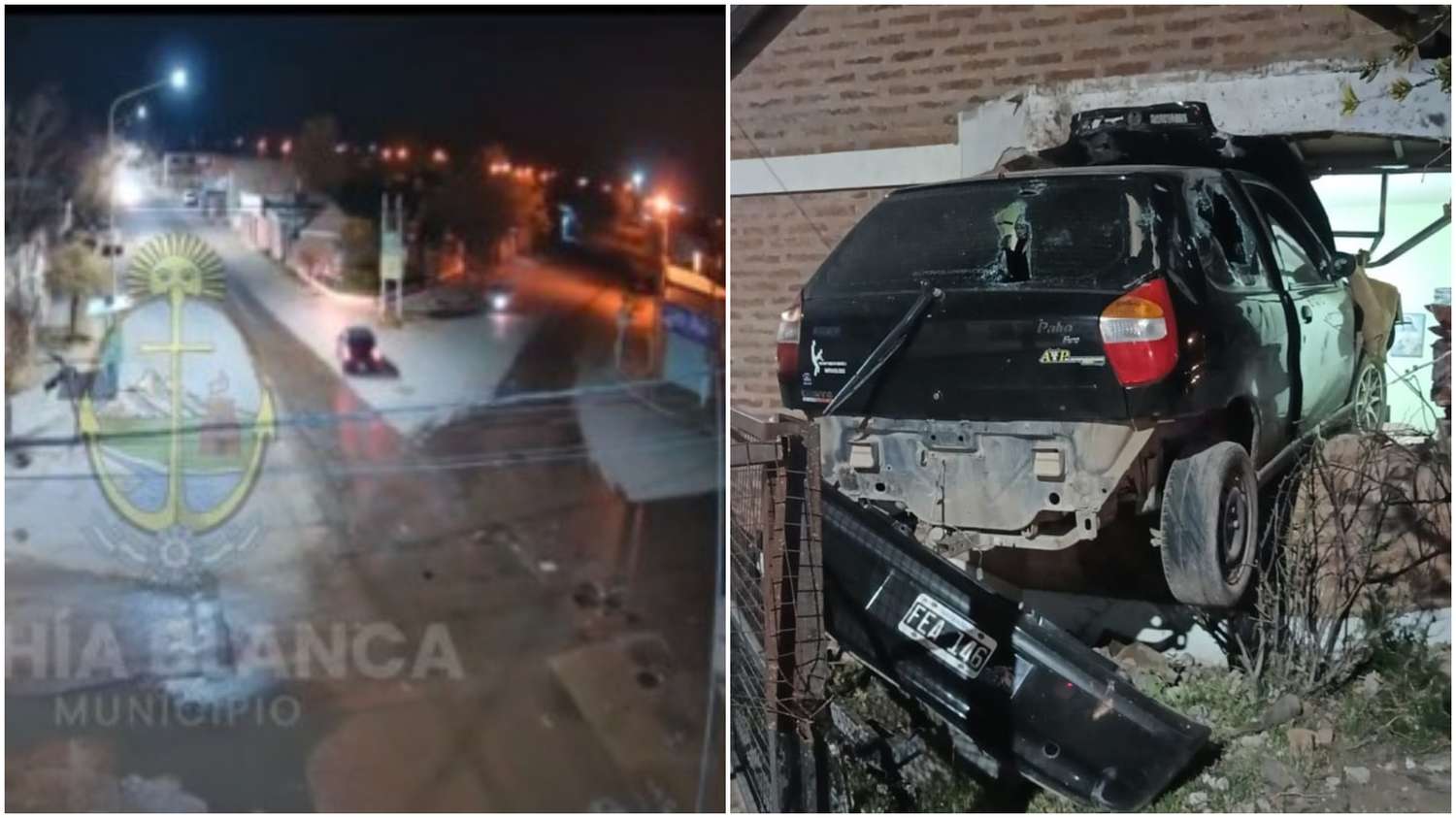 Como "Volver al Futuro" pero en Bahía Blanca: un auto salió volando y terminó colgado en la ventana de una casa