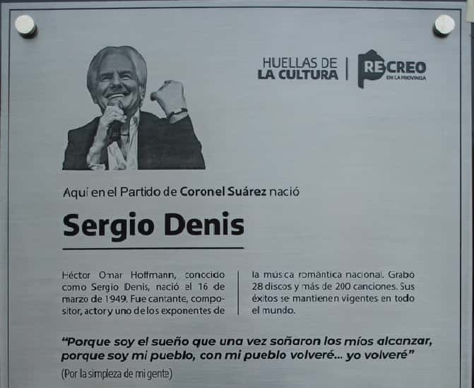 Coronel Suárez tiene su placa homenaje a Sergio Denis
