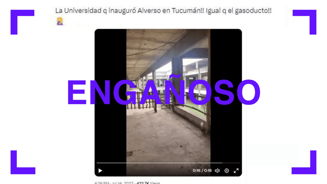 Reverso: Es engañoso el video que muestra la inauguración de una obra no terminada en Tucumán