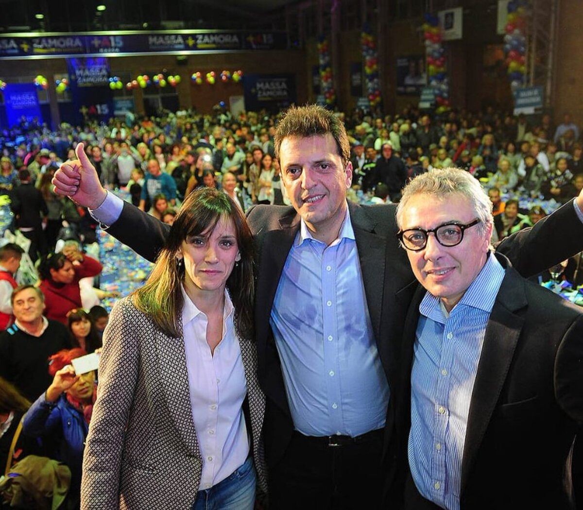 Malena Galmarini, Sergio Massa y Julio Zamora.