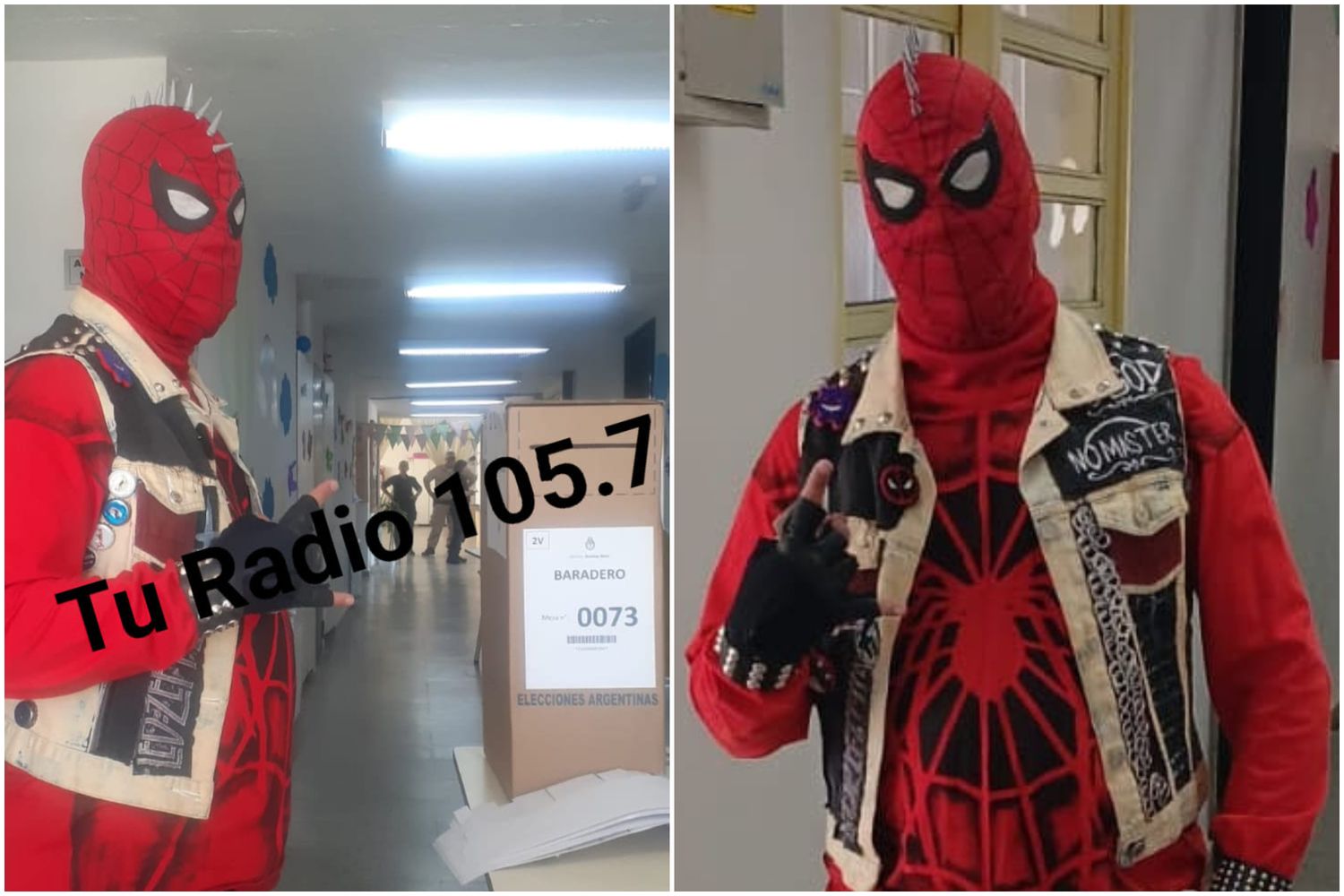 Un gran poder conlleva una gran responsabilidad: Al igual que en octubre, Spiderman volvió a votar en Baradero