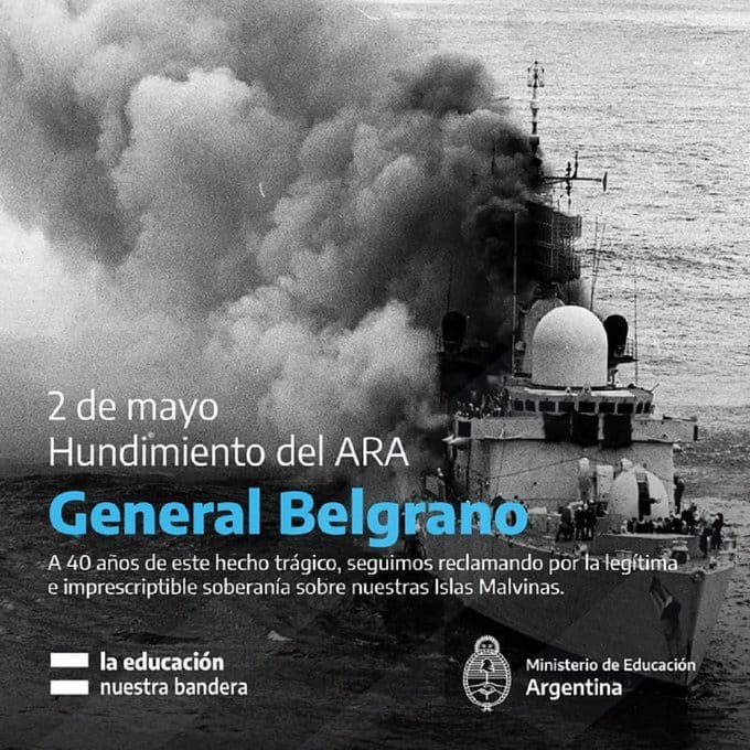 Papelón del Ministerio de Educación: Publicaron la foto de un barco inglés como si fuera el Ara Belgrano