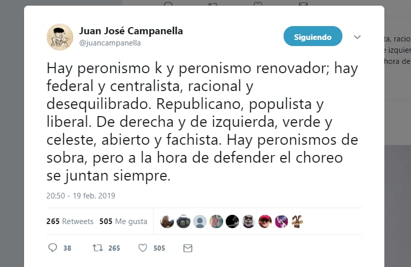 Juan José Campanella acusó a todos los peronismos de "defender el choreo"