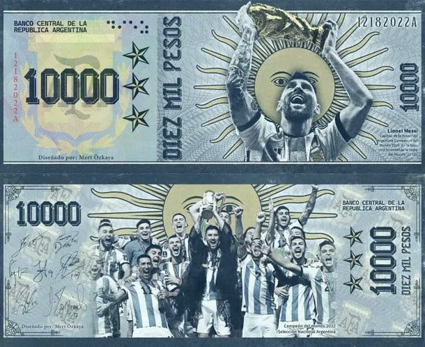 Batakis se mostró a favor de hacer un billete de 10 mil pesos con la cara de Messi