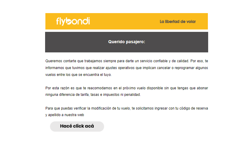 Flybondi y su política de cancelaciones permanentes