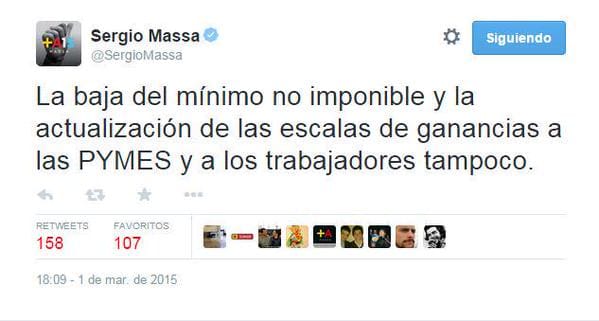 Massa pidió por error la baja del mínimo no imponible y en Twitter lo mataron