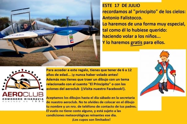 Invitan a volar en todos los aeroclubes como homenaje  a Antonio Falistocco 