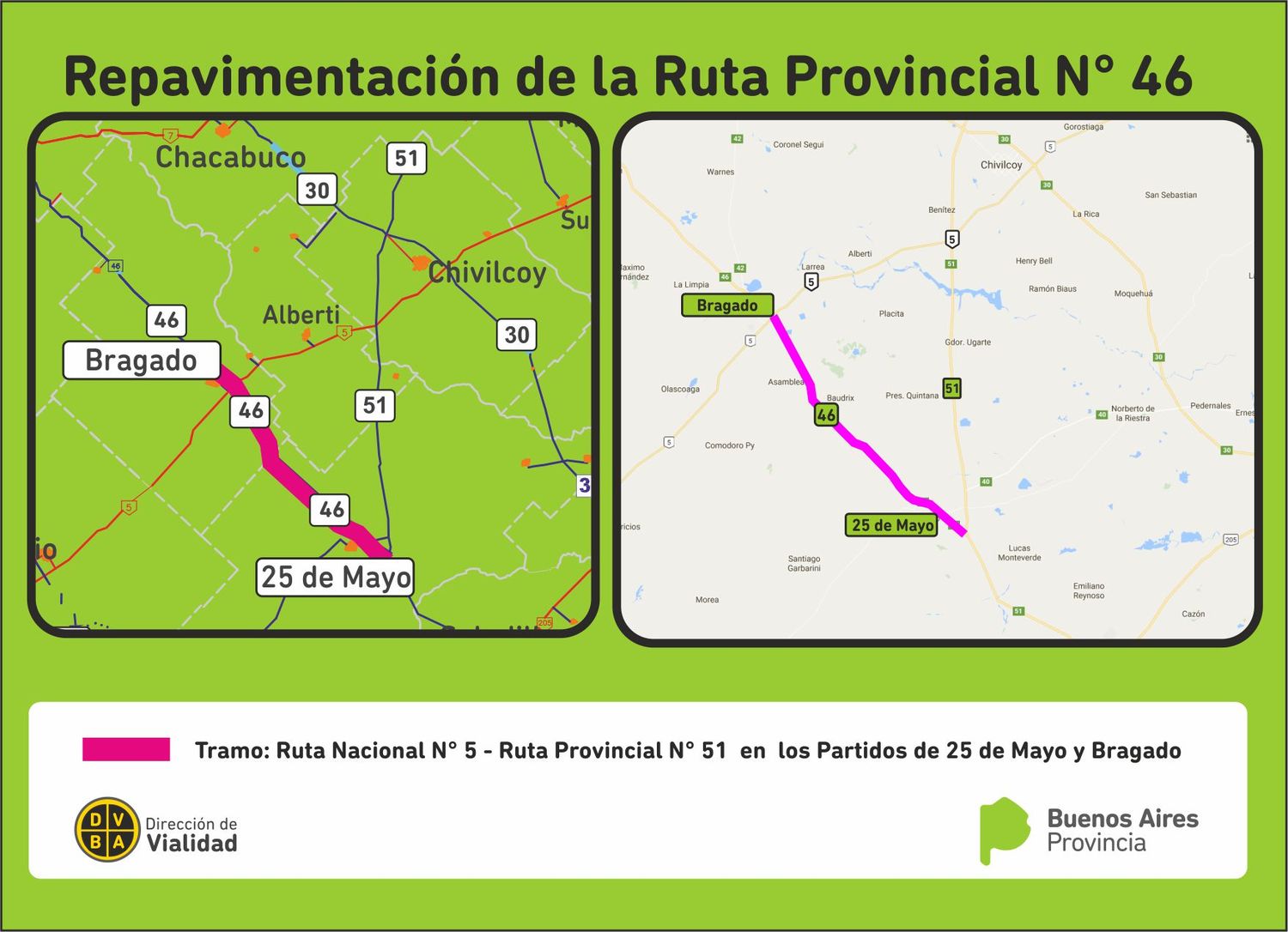 Provincia repavimentará las rutas provinciales 46 y 60