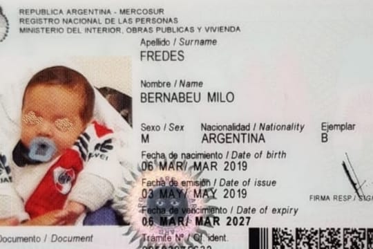 Una pareja de Pehuajó le puso Bernabéu a su hijo por el estadio donde River ganó la Libertadores