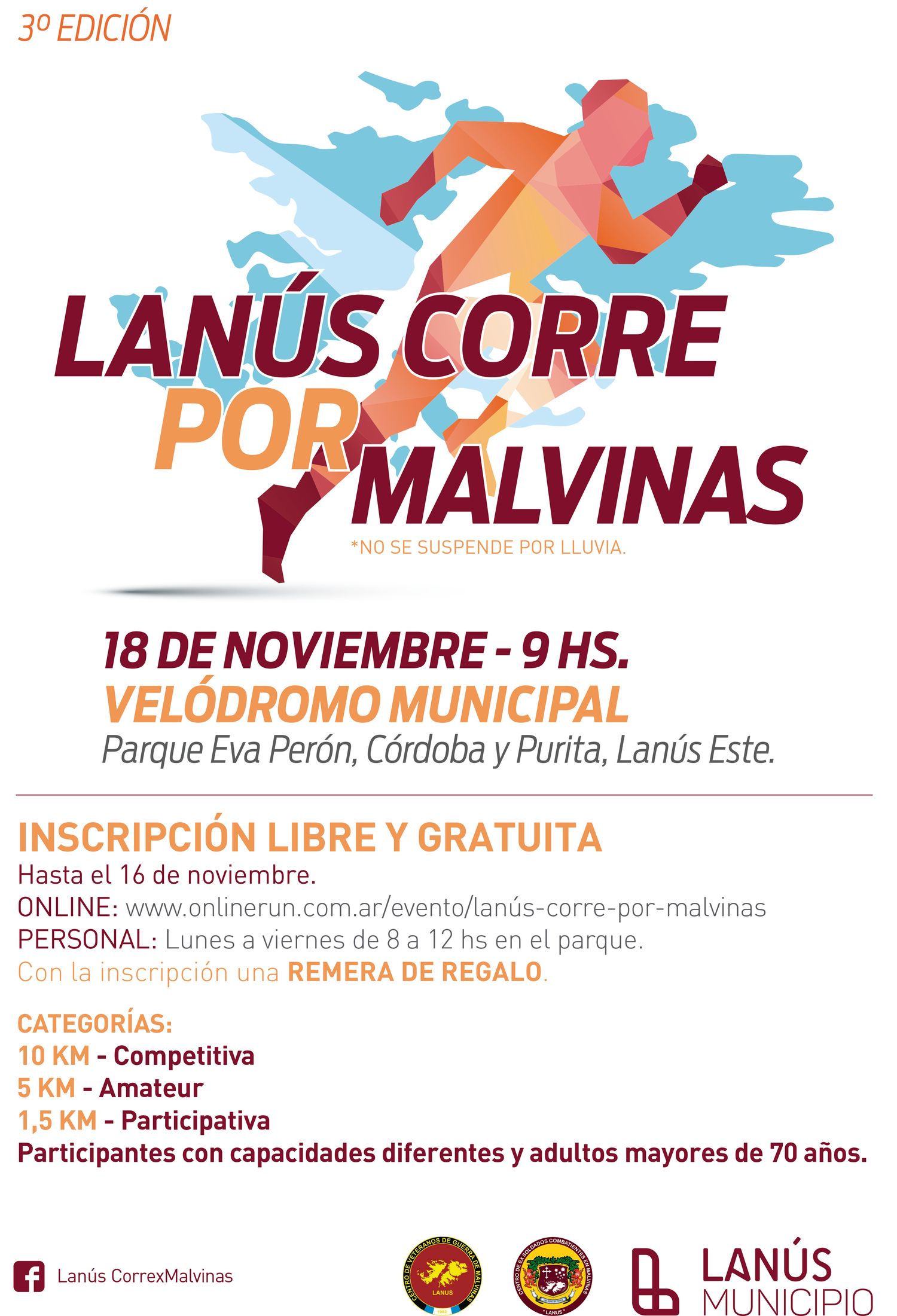 Llega la 3° edición de "Lanús corre por Malvinas": El ganador viajará para competir en las Islas