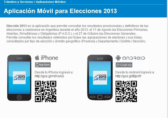 Elecciones 2013: Aplicación para celulares permite consultar los resultados