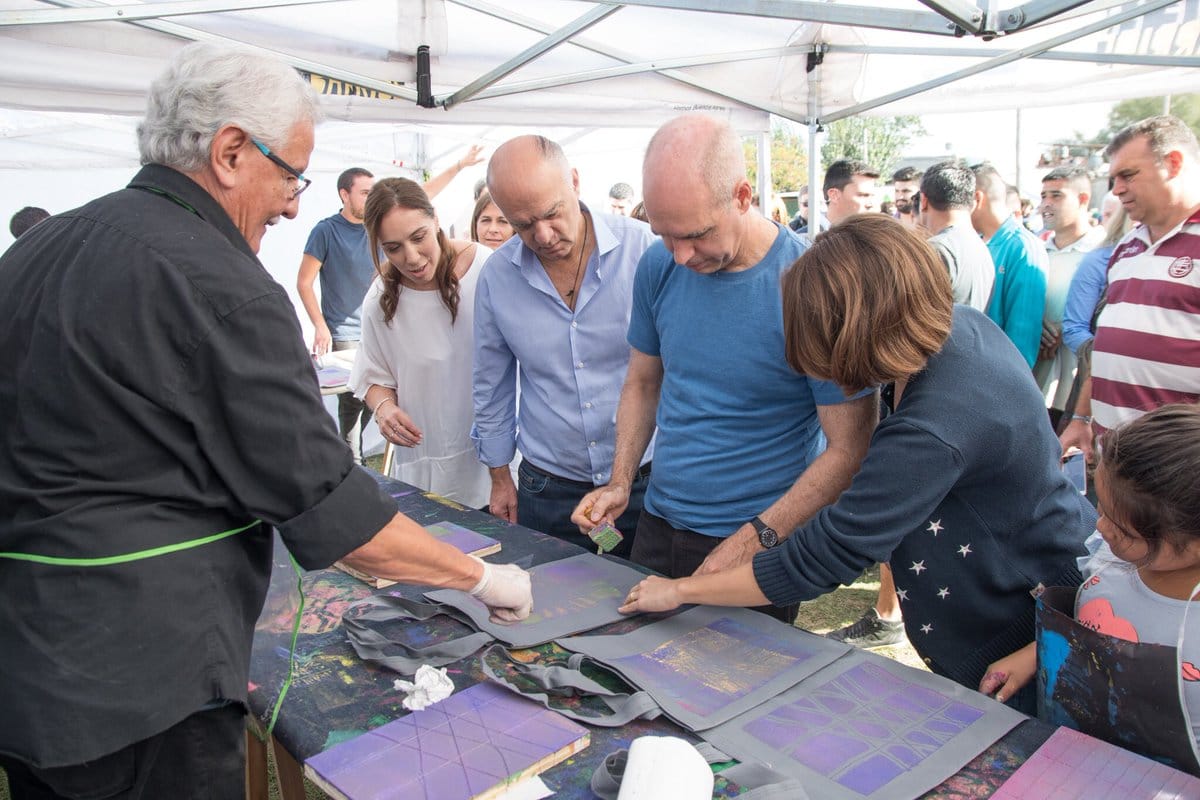 Grindetti presentó "Arte en barrios" junto a Vidal y Rodríguez Larreta en Lanús