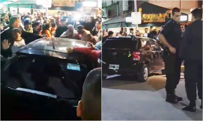 Locura en San Bernardo: Se metió con el auto en la peatonal llena de gente y casi provoca una tragedia