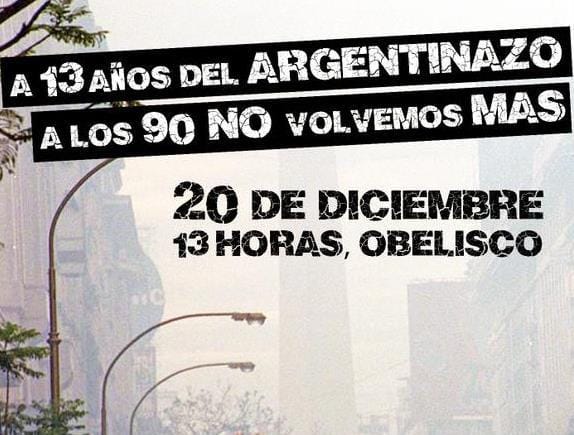 A 13 años del "Argentinazo" del 2001, convocan a "Asamblea Popular" 