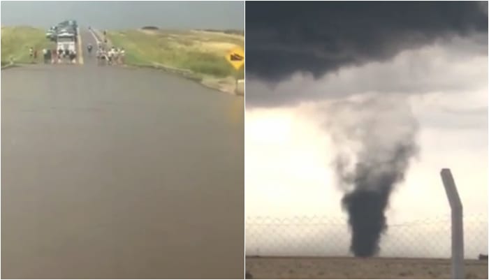 Efectos del temporal en Bahía Blanca: Una ruta anegada y cortada y un tornado