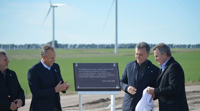 Macri inauguró parque eólico Corti en Bahía Blanca