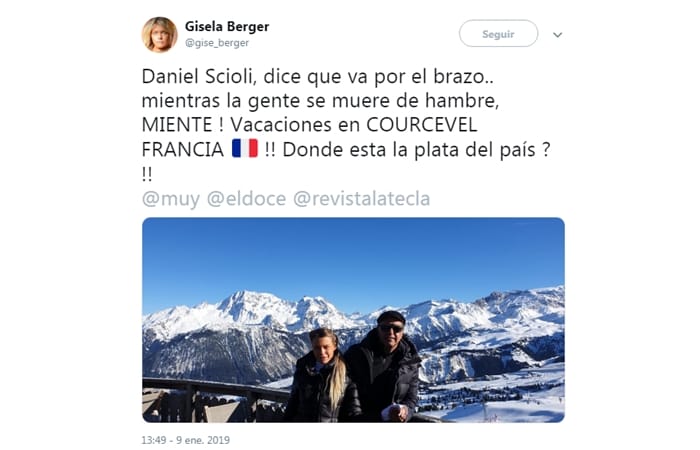Gisela Berger furiosa contra Daniel Scioli en un tuit: También denunció que fue amenazada