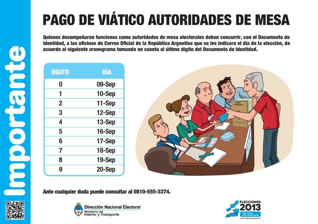 Elecciones 2013: Comienza el pago a las autoridades de mesa