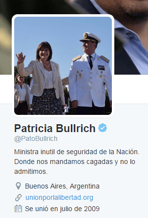 Hackean la cuenta de Twitter de la ministra de Seguridad, Patricia Bullrich