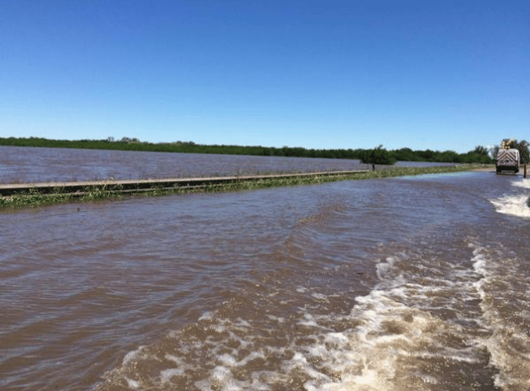 Inundaciones: Corte en Ruta 9 altura Lima por desborde del Río Areco
