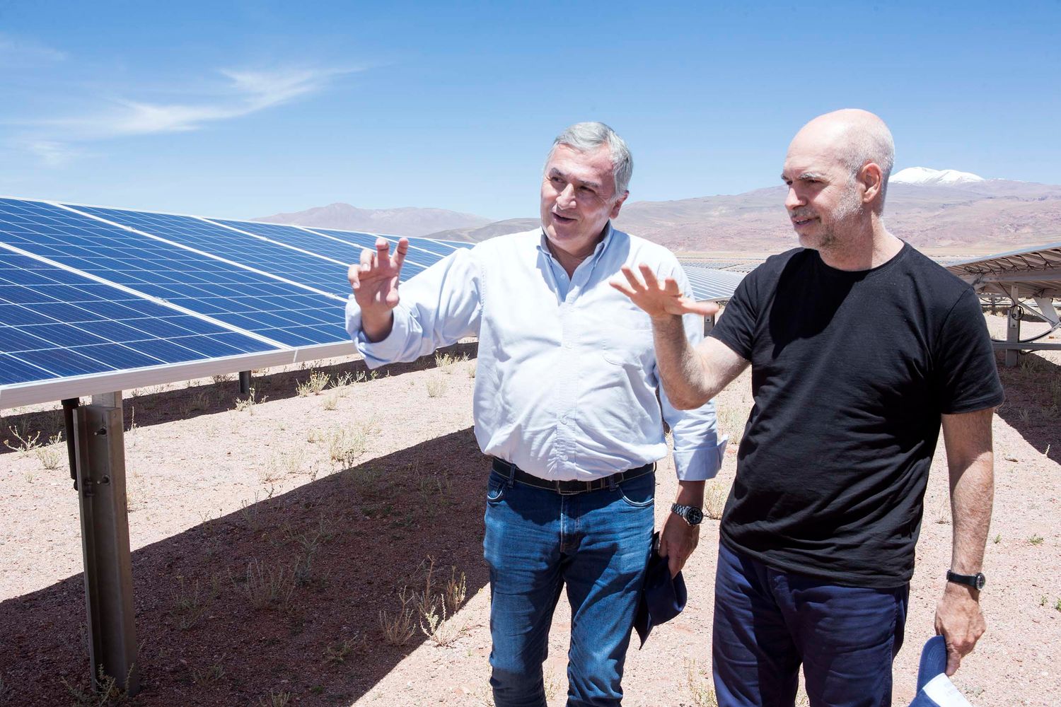 Gerardo Morales y Horacio Rodríguez Larreta recorrieron la planta solar de Cauchari de Jujuy