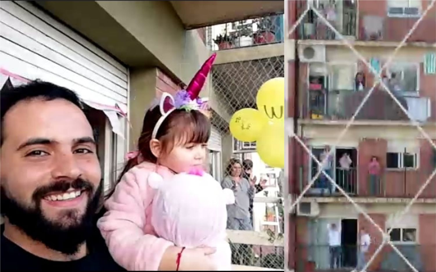 Celebrar en cuarentena: Vecinos de Vicente López armaron fiesta sorpresa en el balcón para una nena que cumplía 4 años