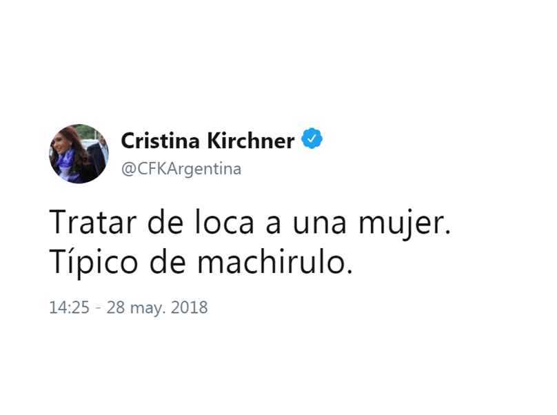 Cristina le respondió a Macri por sus "locuras": "Tratar de loca a una mujer. Típico de machirulo"