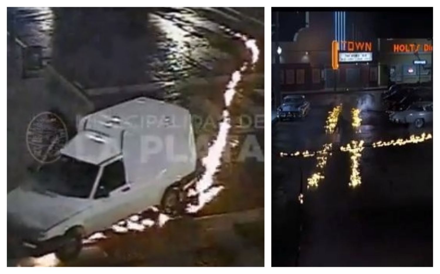 Como en Volver al Futuro: Una Fiorino emuló al DeLorean y dejó una estela de fuego en La Plata