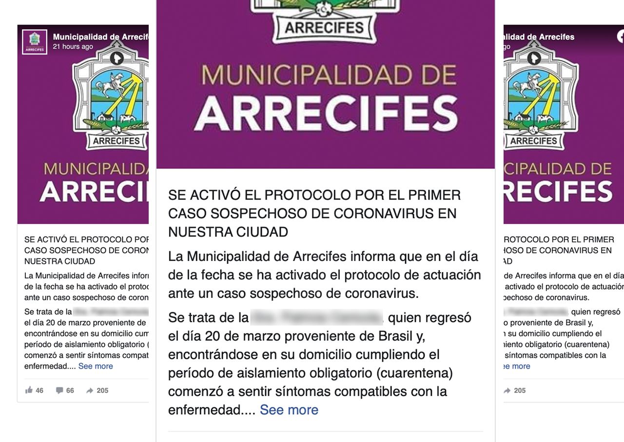 Polémica en Arrecifes: Municipalidad "escrachó" a vecina con síntomas de coronavirus y desató ola de críticas en redes