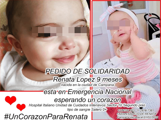 #UnCorazónParaRenata: Tiene 9 meses y necesita urgente un trasplante de corazón