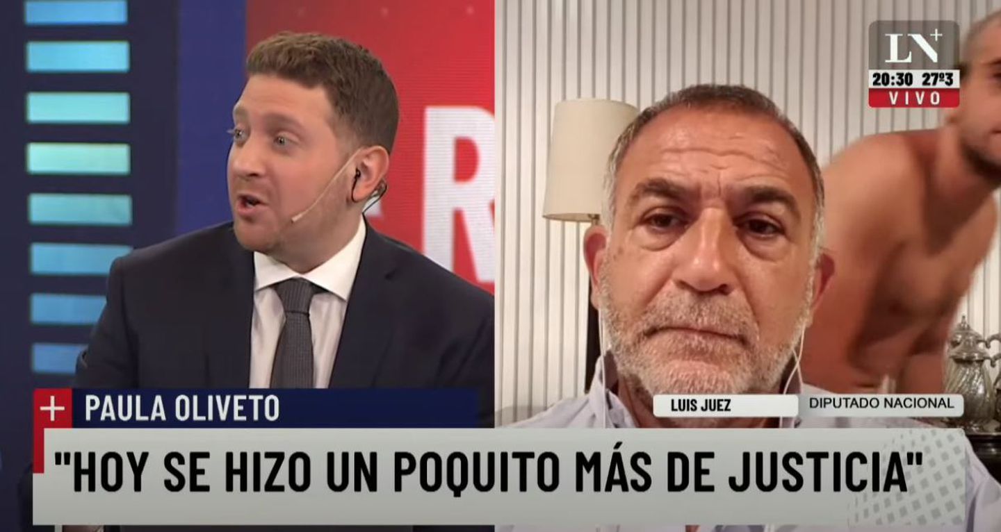 Insólito video: El hijo del diputado Luis Juez se cruzó desnudo en medio de una entrevista por televisión