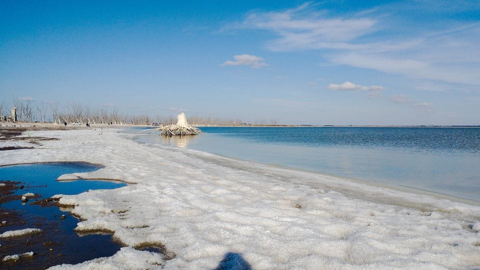 Imágenes del extraño fenómeno del manto salado en el Lago Epecuén