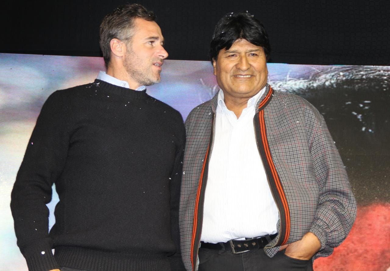 Evo Morales estuvo con Achával en Pilar para presentar un documental sobre "la lucha del pueblo boliviano"