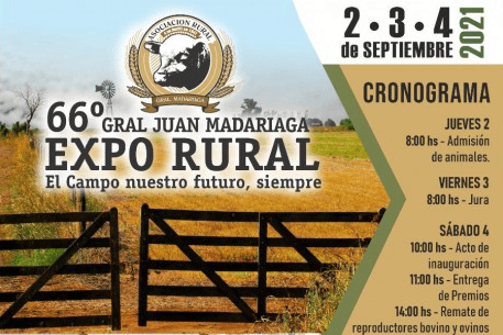 En septiembre: Anunciaron la organización de la Expo Rural 2021 de Madariaga