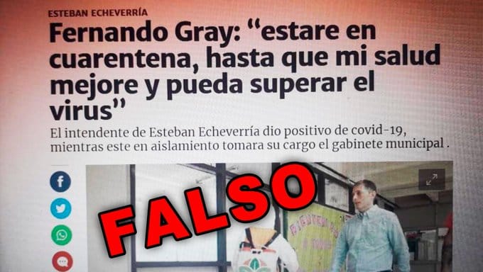 Fernando Gray aclaró que es "falso" que tiene coronavirus: "Fue algún malintencionado y lo voy a llevar ante la Justicia"
