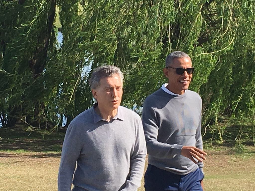 Macri y el expresidente Obama visitan el Buenos Aires Golf Club de San Miguel