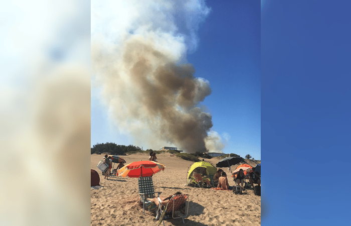 Incendio en zona norte de Villa Gesell se observó desde la playa