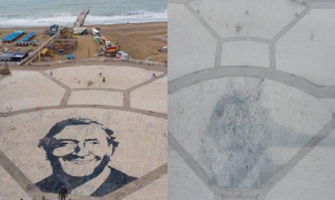 Mar del Plata: Removieron gigantesca imagen de Kirchner en la Rambla