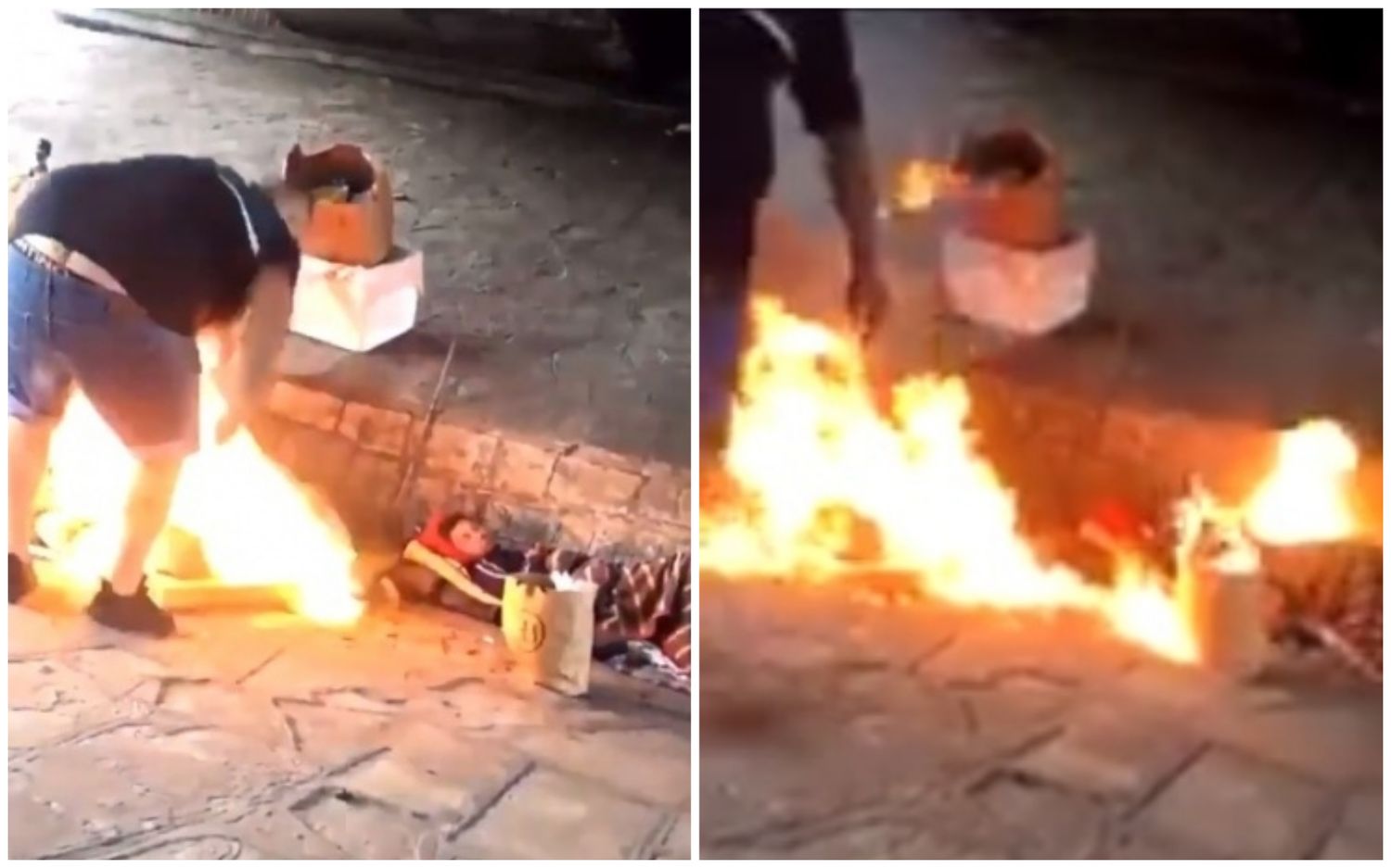 La Matanza: Filmaron como prendieron fuego a dos hombres que dormían en la calle