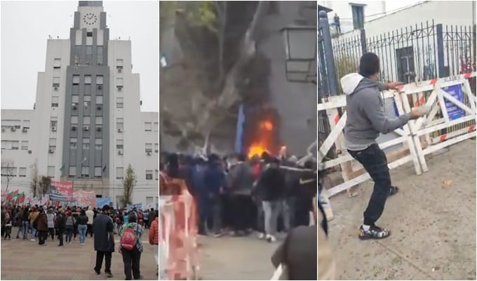 Intento de toma e incidentes en la municipalidad de Lomas de Zamora durante protesta de movimientos sociales