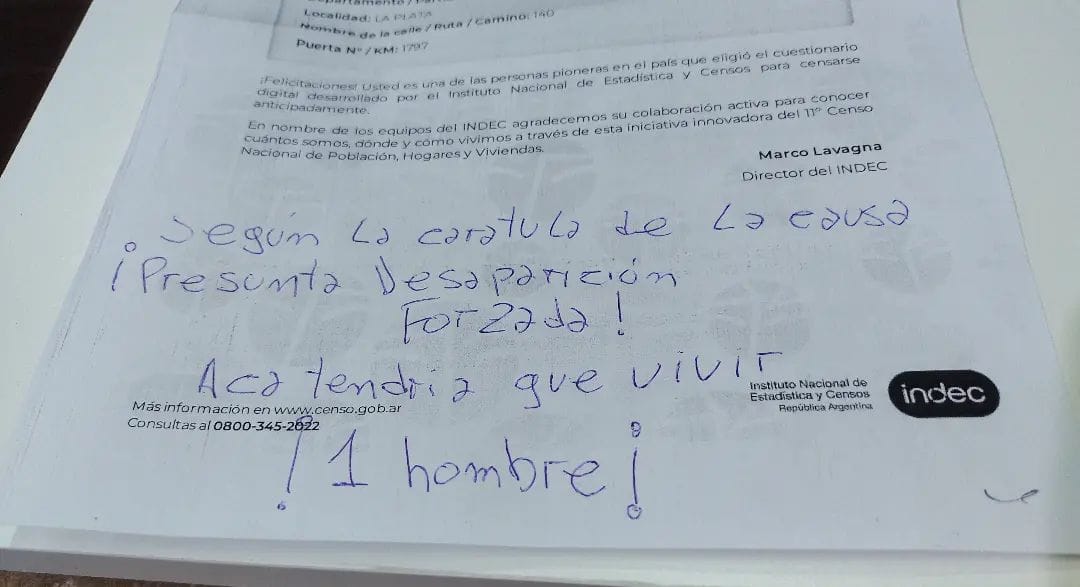 El hijo de Julio López recordó a su padre con una nota para el censista: "Acá tendría que vivir un hombre"