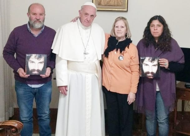 La familia de Santiago Maldonado fue recibida por el papa Francisco