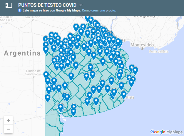Dónde consultar mapa online de Puntos de testeo Covid-19 en Provincia