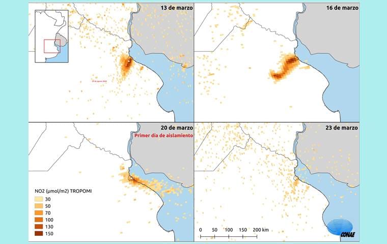 Satélites detectan reducción de la contaminación atmosférica por la cuarentena en Conurbano y el país