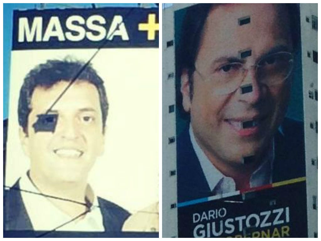 Cargadas por los carteles de Massa "pirata" y Giustozzi "sin dientes"