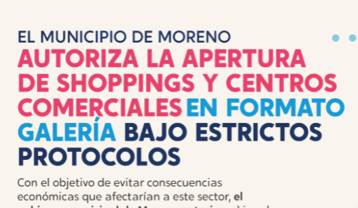 Segunda ola Covid y restricciones: Moreno autorizó la apertura de shoppings y centros comerciales