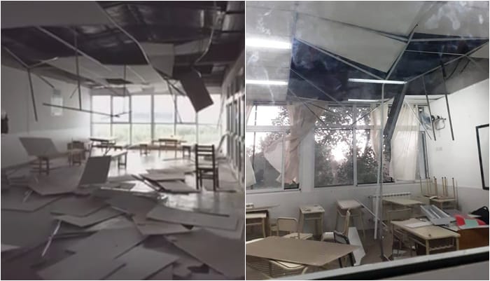 Temporal en Morón: Se registró la caída de techos en dos escuelas